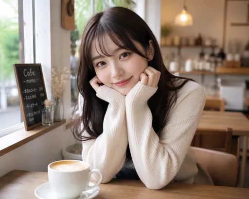 咖啡馆里的日本女性