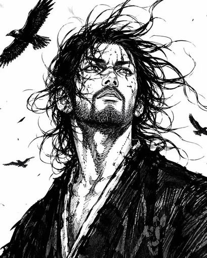 水墨风武士肖像