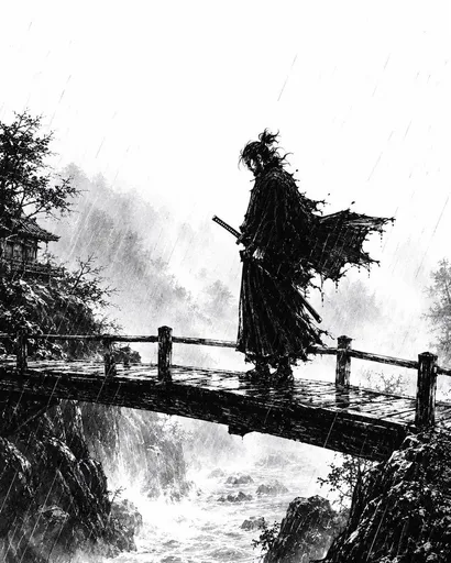 暴雨浪人桥上场景