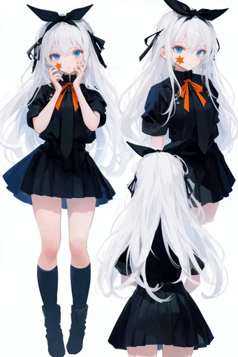 白发动漫少女三视图