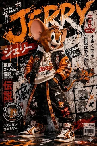城市街头艺术风格的杰瑞鼠