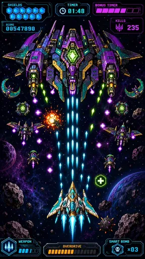 复古像素风太空射击游戏 HUD
