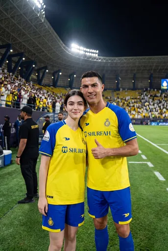 与 Cristiano Ronaldo 合影的足球迷