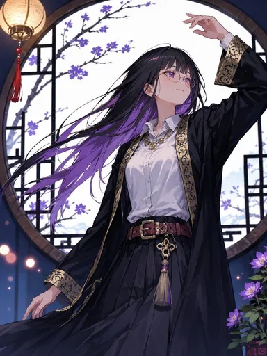 神秘的紫发动漫女性