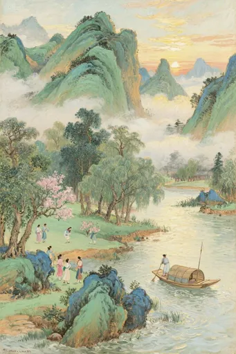 淡彩中国山水画扩展