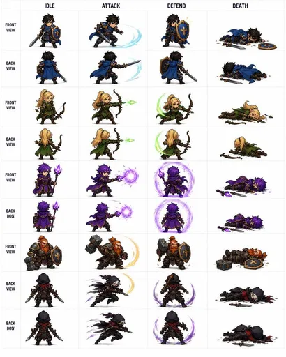 奇幻 RPG 角色精灵图集