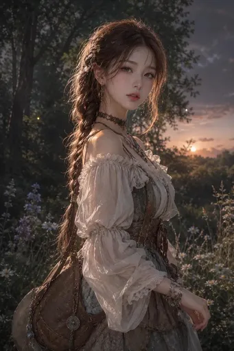 森林中的动漫风格韩国女性
