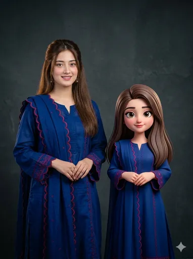 3D 卡通微缩模型与女性
