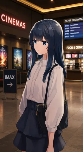 电影院大厅里的动漫少女