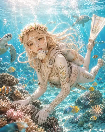 潜水角色插画