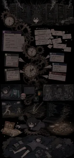 充满压力的动漫风生产力拼贴画