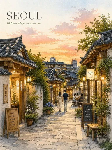 首尔水彩旅行海报