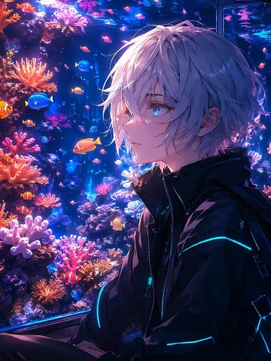 赛博朋克动漫风水族馆肖像