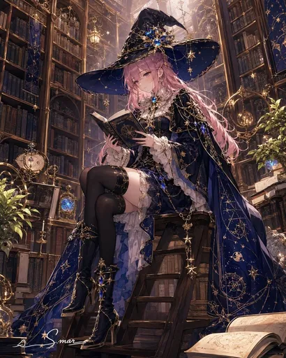 魔法图书馆中的星辰女巫