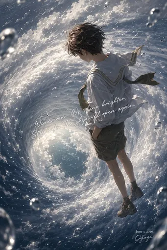 台风漩涡中的动漫少年