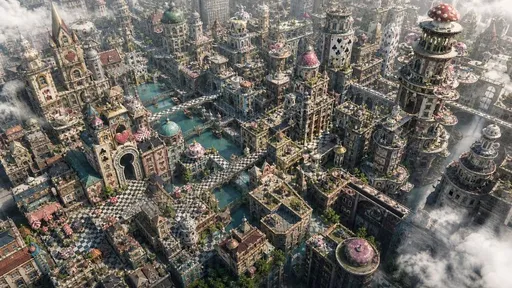 奇幻异想风格的市中心鸟瞰图