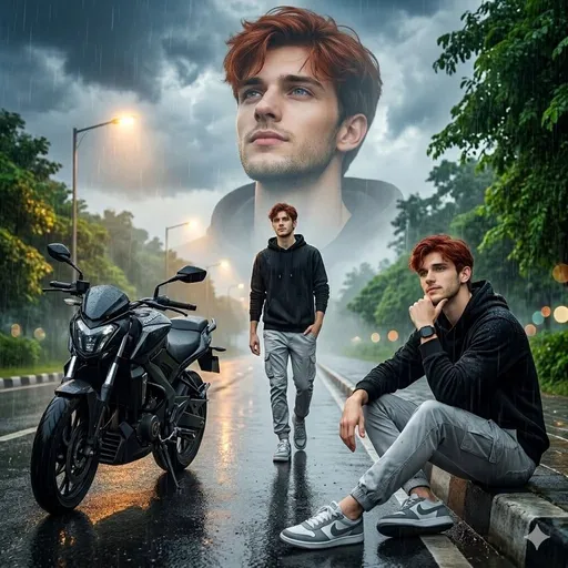 电影感雨天人像拼贴