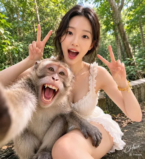 丛林猴子自拍提示词