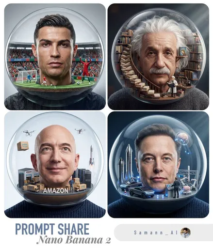 超现实微缩宇宙气泡肖像