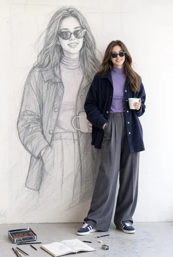 在艺术工作室素描的女性