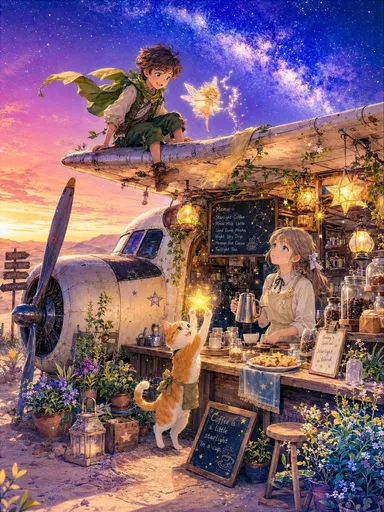 坠机残骸上的星空咖啡馆