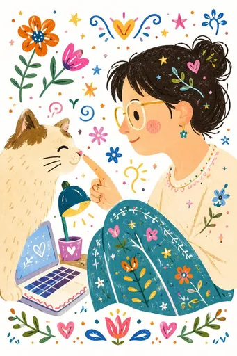 装饰性民间艺术扁平插画
