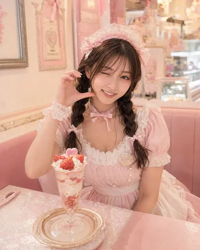 柔和色调女仆咖啡厅肖像