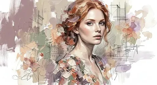 厚涂油画与素描混合媒介肖像