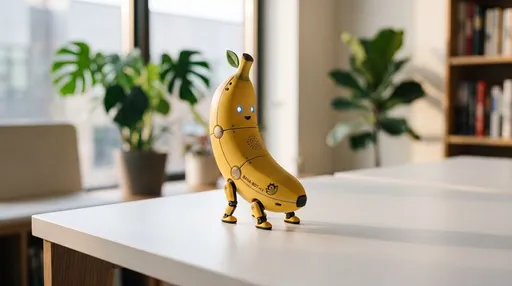 桌面上可爱的香蕉机器人