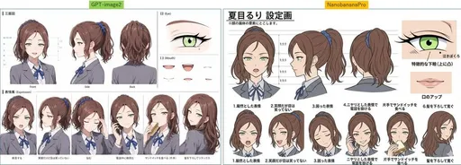动漫角色设定图对比