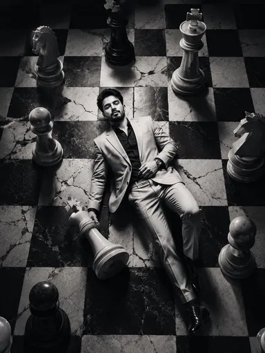 时尚黑白棋盘人像大片