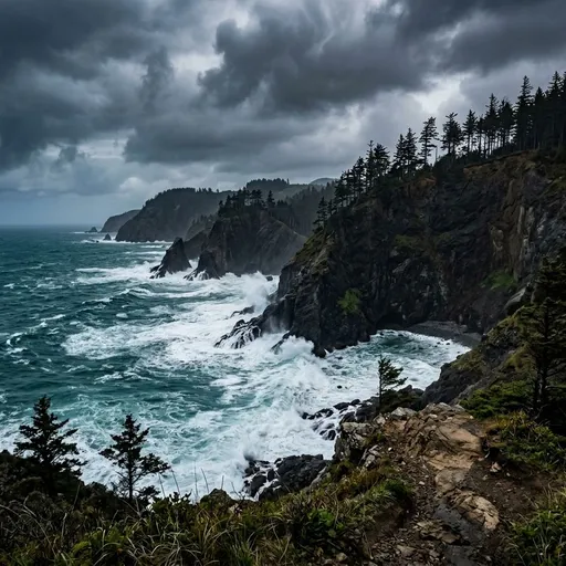 全景海岸悬崖景观