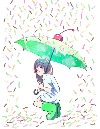 动漫少女与哈密瓜苏打伞