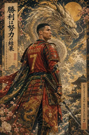 浮世绘风格神话武士肖像