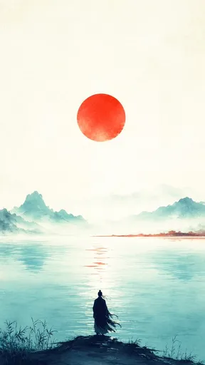 东方禅意极简日落海报