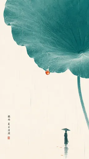 禅意极简荷叶插画