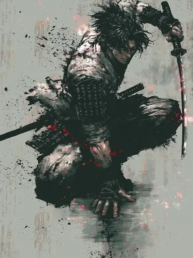 武士水墨漫画艺术