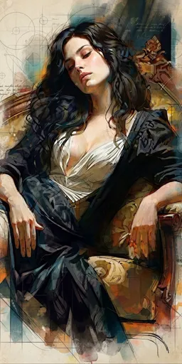 混合媒介电影感肖像插画