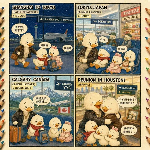 鸭子一家旅行漫画