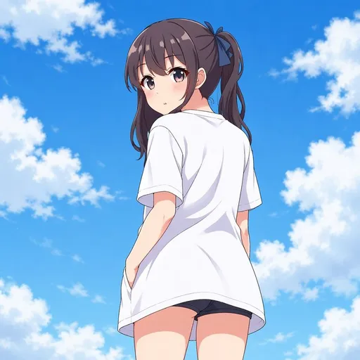 夏日天空下的动漫少女