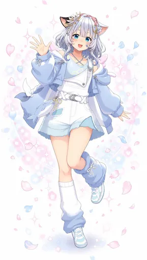 柔和色调猫耳动漫少女