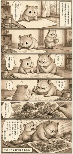 深褐色仓鼠暑假作业漫画