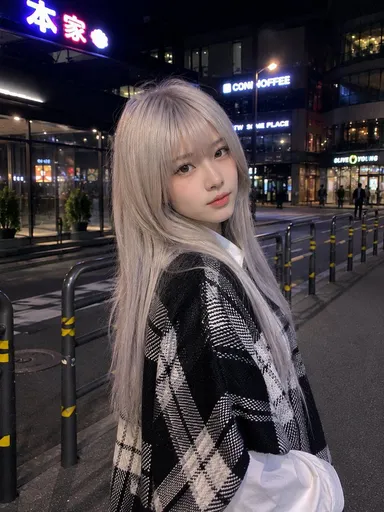 真实感智能手机夜间街头人像