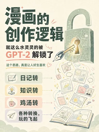 GPT-2 漫画创作逻辑海报