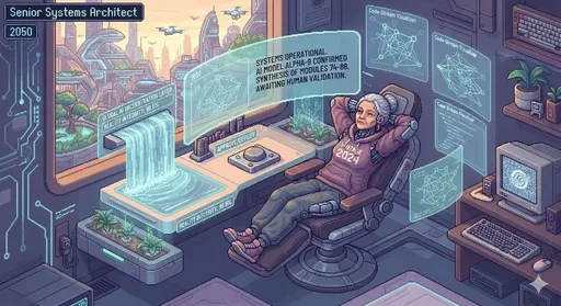 未来 AI 软件工程师像素艺术