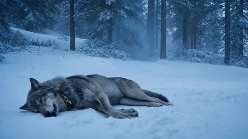 雪林中倒下的狼
