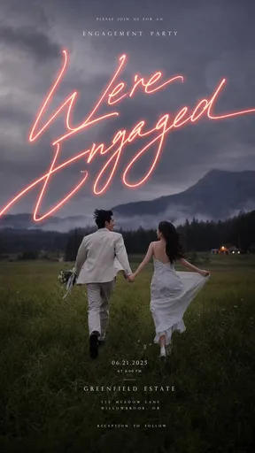 Moody 霓虹风格订婚邀请函