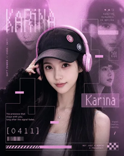 洋红色赛博偶像海报