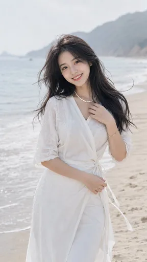 东亚女性海边肖像