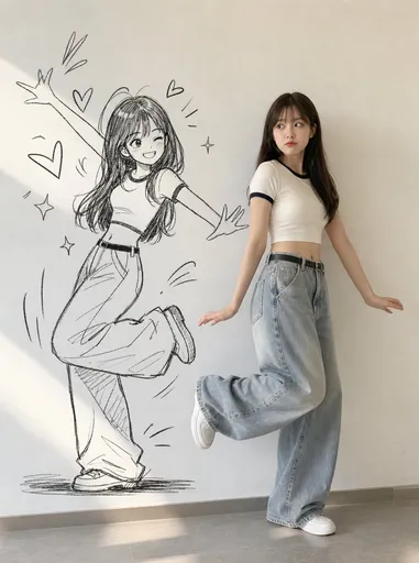 女性漫画涂鸦阴影
